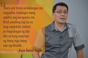 UNTV-BMPI Chairman and CEO Daniel Razon stresses out the need to speak up for your rights, especially when there are people who are already being affected.  (Photo grabbed from Good Morning Kuya's Official Facebook Page)